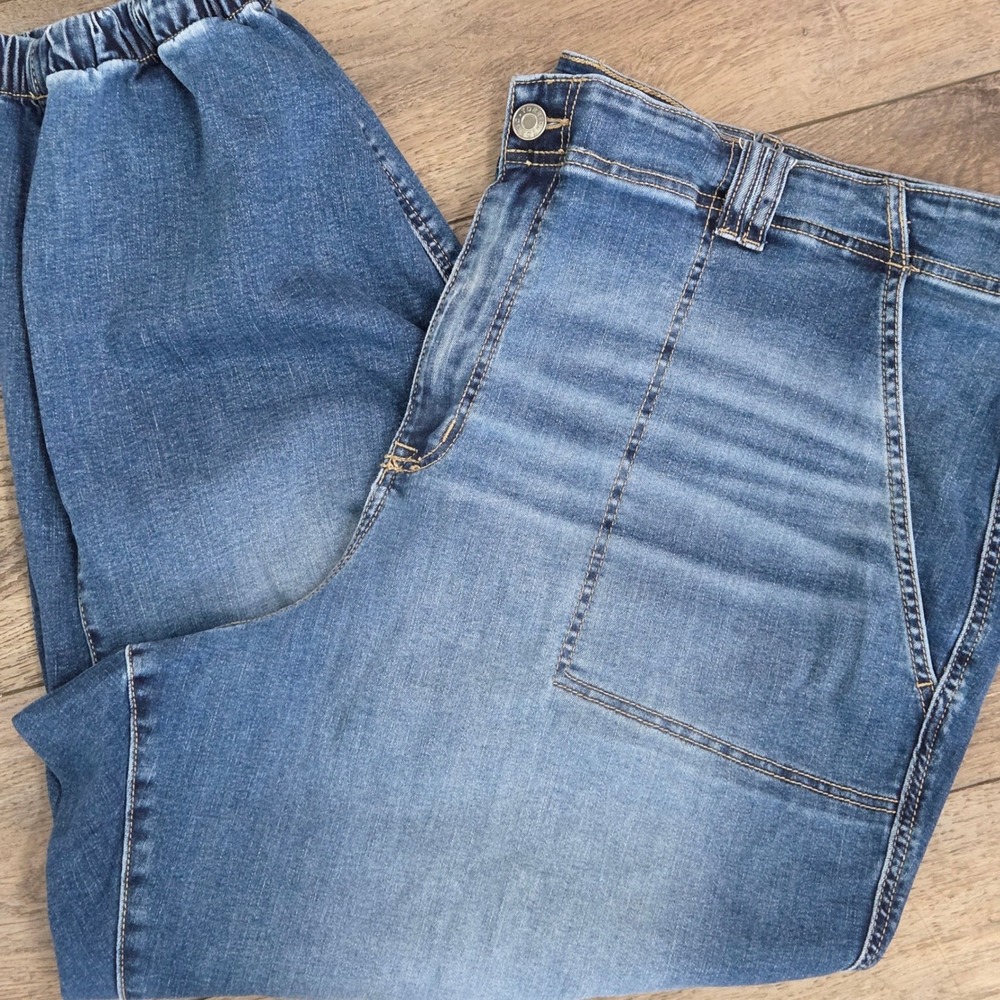 Torrid Jogger Jeans Plus Size‎ 28 Pull On Denim Elastic Hem Patch Pocket - Picture 8 of 13